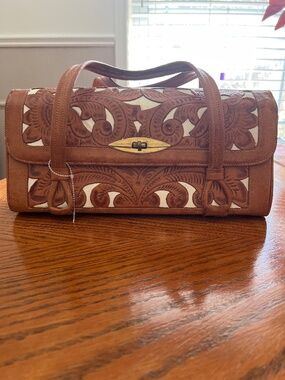 Hand Tooled Leather Satchel Bag